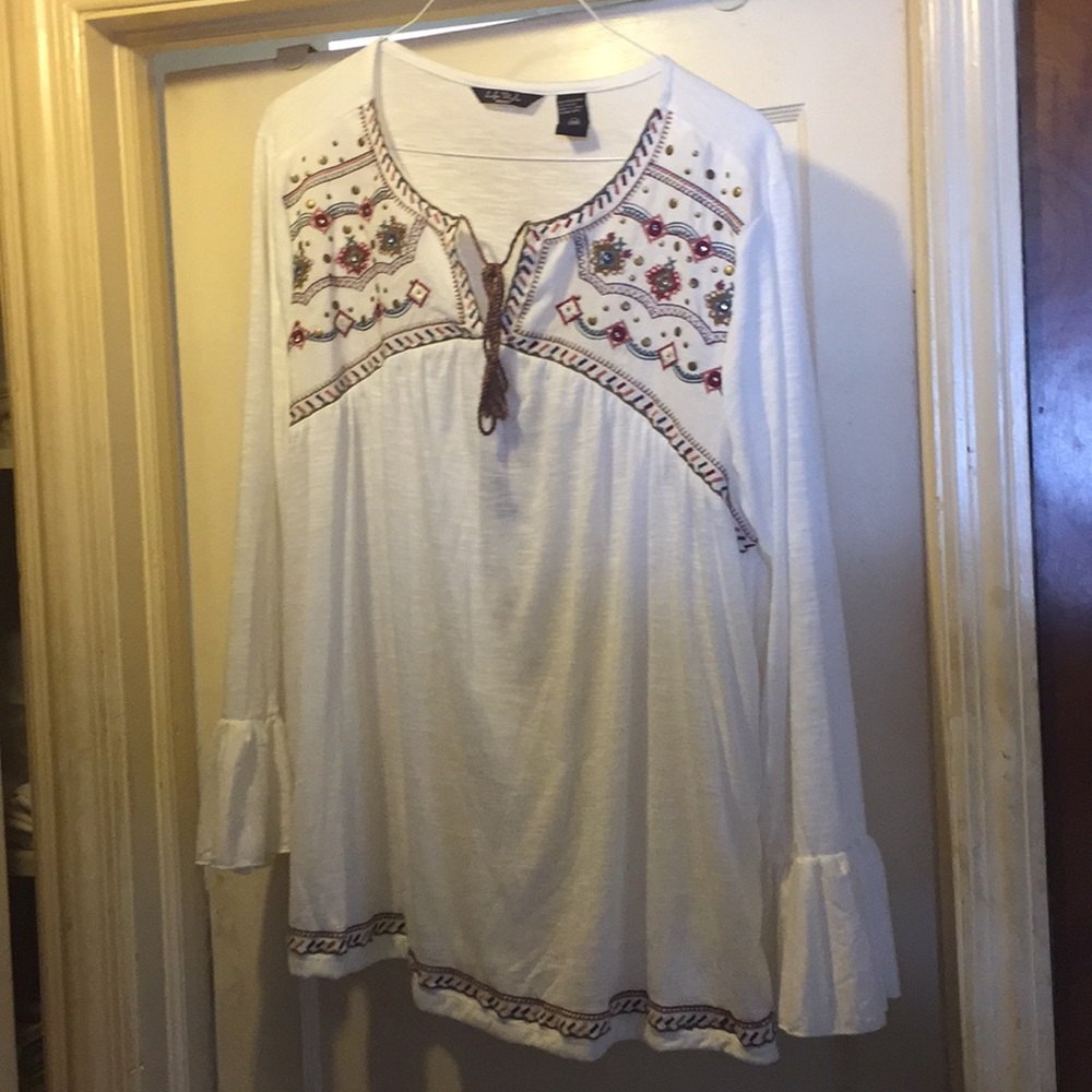 Long sleeve bell bottoms peasant type top 2x
